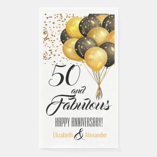 Serviette En Papier Élégant nombre personnalisé et célébrations Gold N (Devant)