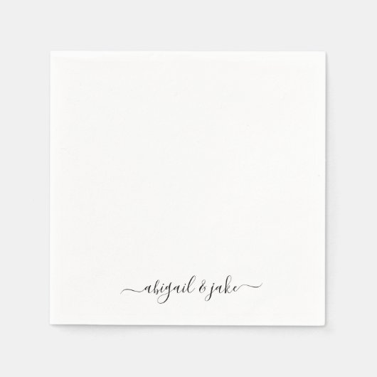 Serviette En Papier Élégant Noms Personnalisés Mariage Napkins (Devant)
