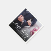 Serviette En Papier Elegant Notre Histoire Mariage photo manuscrit (Coin)