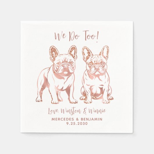 Serviette En Papier Elégant Nous faisons Trop Français Bulldog Rose Ma (Devant)