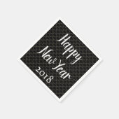 Serviette En Papier Élégant Nouvel An noir et blanc (Coin)