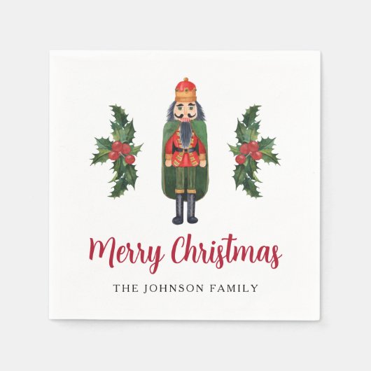 Serviette En Papier Élégant Nutcracker Joyeux Noël (Devant)