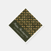 Serviette En Papier Elegant Oak Leaves Green Thanksgiving (Coin)