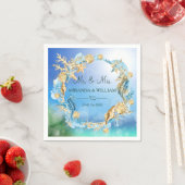 Serviette En Papier Elégant Ocean Beach Starfish Shell Mariage (En situation)