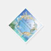 Serviette En Papier Elégant Ocean Beach Starfish Shell Mariage (Coin)