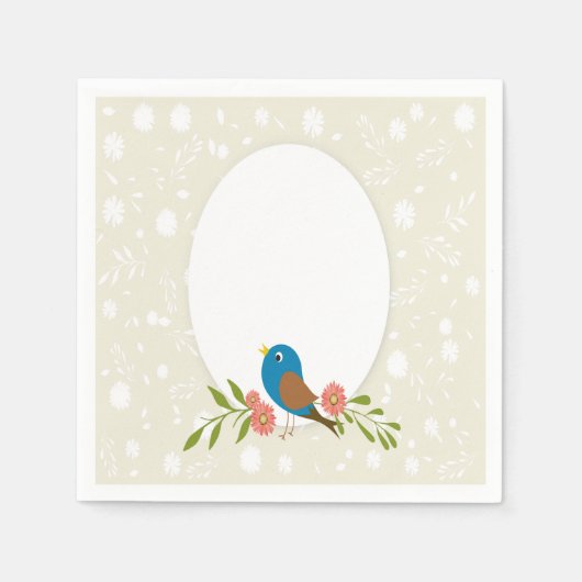 Serviette En Papier Élégant oiseau bleu (Devant)