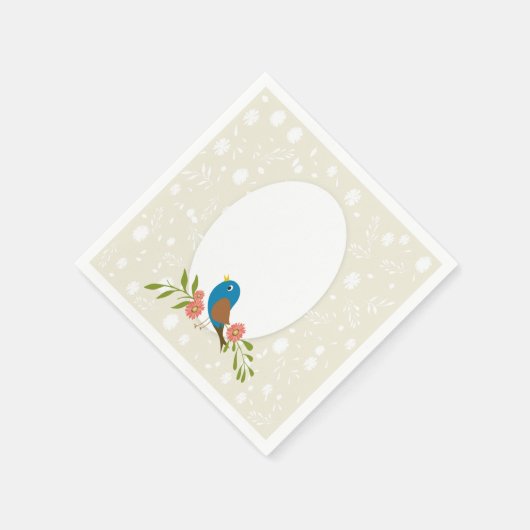 Serviette En Papier Élégant oiseau bleu (Coin)