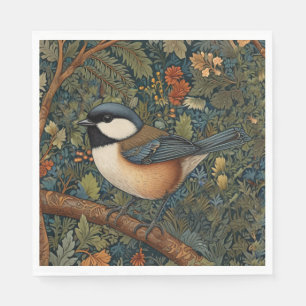 Serviette En Papier Élégant oiseau de la forêt Art Nouveau rétro