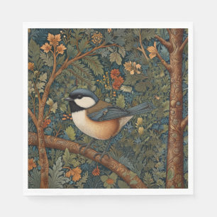 Serviette En Papier Élégant oiseau de la forêt Art Nouveau rétro