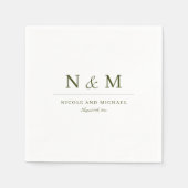 Serviette En Papier Elegant Olive Green Monogram Initials Wedding (Devant)