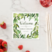 Serviette En Papier Elégant Olive Leaf Boho Garden Mariage Bienvenue (En situation)