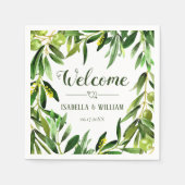 Serviette En Papier Elégant Olive Leaf Boho Garden Mariage Bienvenue (Devant)
