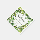 Serviette En Papier Elégant Olive Leaf Boho Garden Mariage Bienvenue (Coin)