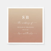 Serviette En Papier Elegant Ombre Clay & Gold Monogramme Mariage (Devant)
