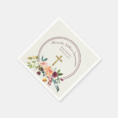 Serviette En Papier Elégant or Bourgogne Floral Baby Christening (Coin)