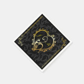 Serviette En Papier Élégant Or Coeur Monogramme Papier Napkins (Coin)