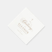 Serviette En Papier Élégant or Croix Script Calligraphie Christening (Coin)