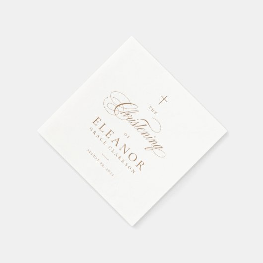 Serviette En Papier Élégant or Croix Script Calligraphie Christening (Coin)