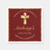 Serviette En Papier Elégant or de Bourgogne 1er saint Merci communion (Devant)