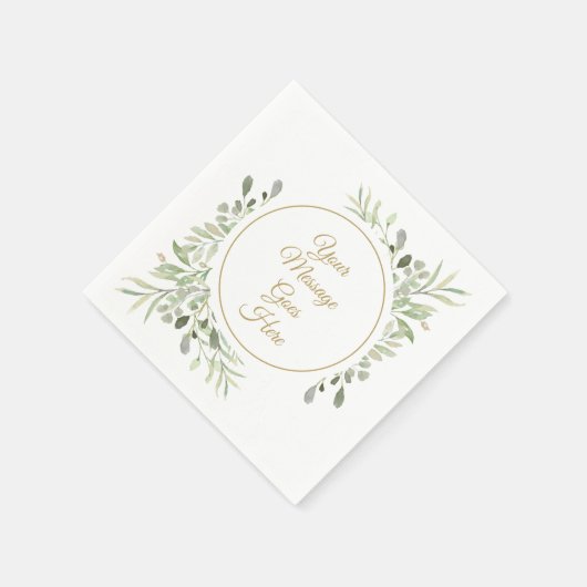 Serviette En Papier Élégant or écriture douce aquarelle verdure (Coin)