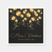 Serviette En Papier Élégant or étincelant fête de Noël Bauble (Devant)
