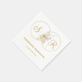 Serviette En Papier Élégant or Floral Monogramme Graduation (Coin)