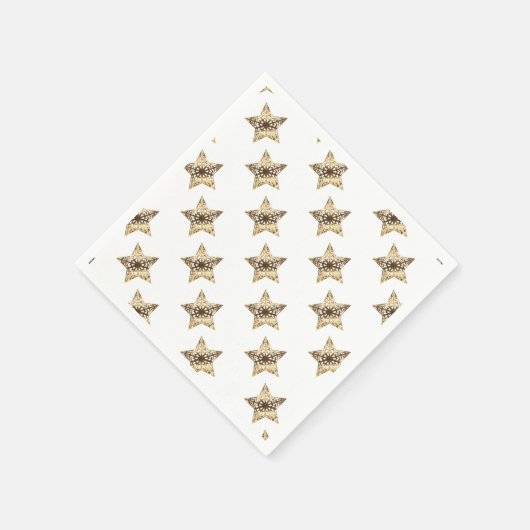 Serviette En Papier Elégant or Look Noël étoiles Motif (Coin)