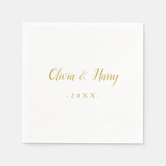Serviette En Papier Élégant or Mariage blanc papier Napkin (Devant)