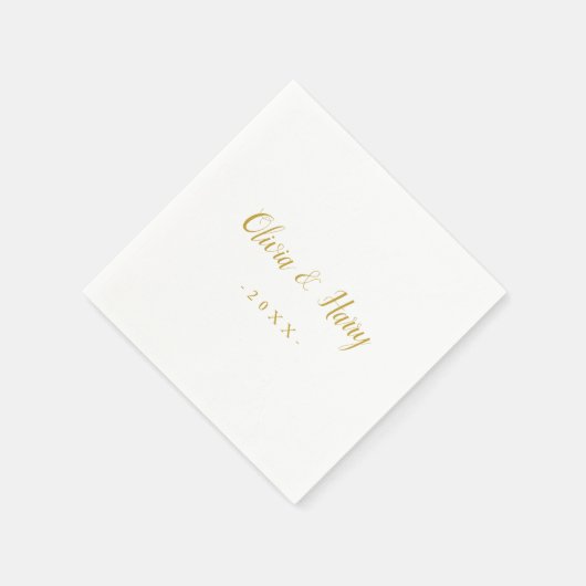 Serviette En Papier Élégant or Mariage blanc papier Napkin (Coin)