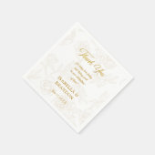 Serviette En Papier Élégant or Mariage Merci Floral (Coin)