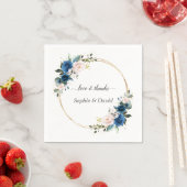 Serviette En Papier Elégant or Marine bleu rose Fleurs Mariage de fleu (En situation)