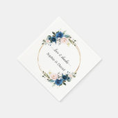 Serviette En Papier Elégant or Marine bleu rose Fleurs Mariage de fleu (Coin)
