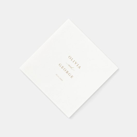Serviette En Papier Élégant Or Moderne Script Calligraphie (Coin)