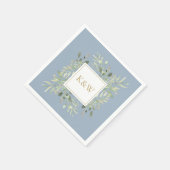 Serviette En Papier Élégant or Monogramme vert Dusty bleu (Coin)
