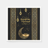 Serviette En Papier Elégant or Motifs islamiques Ramadan Moubarak (Devant)