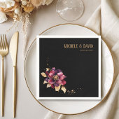 Serviette En Papier Elégant or noir bordeaux nom date Standard