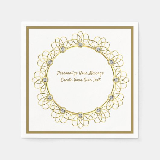 Serviette En Papier Elégant or Ornamental Diamants Frontières (Devant)