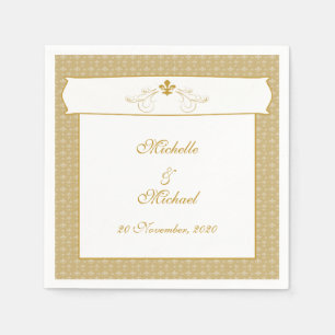 Serviette En Papier Elégant Or personnalisé Fancy Fleur de Lis