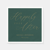 Serviette En Papier Élégant or Script Emerald Green Mariage serviettes (Devant)