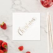 Serviette En Papier Élégant or sur blanc Joyeux Noël Script (En situation)