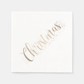 Serviette En Papier Élégant or sur blanc Joyeux Noël Script (Devant)