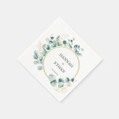 Serviette En Papier Elégant or vert Eucalyptus Personnalisé (Coin)