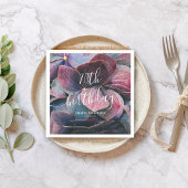 Serviette En Papier Elégant or violet bleu hydrangée 70e anniversaire