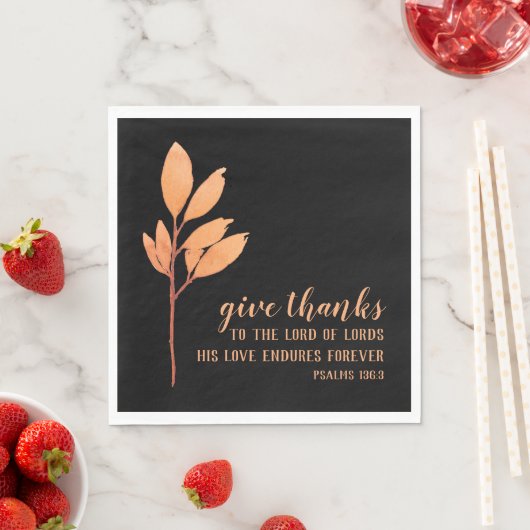 Serviette En Papier Elégant Orange Black Thanksgiving Religieux (En situation)