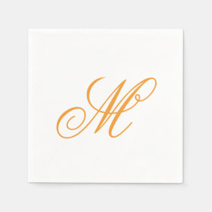 Serviette En Papier Élégant orange vert Monogramme initial