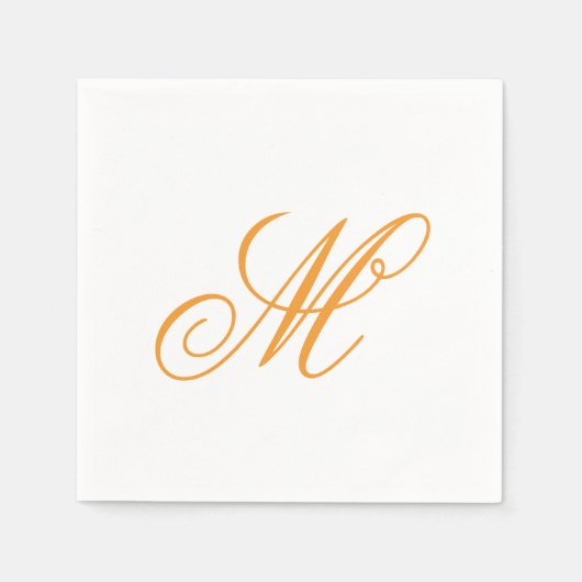 Serviette En Papier Élégant orange vert Monogramme initial (Devant)