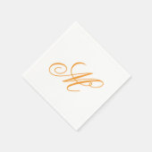 Serviette En Papier Élégant orange vert Monogramme initial (Coin)