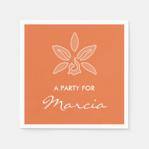 Serviette En Papier Elégant Orchidée Simple Fleur Orange Riche Avec No