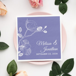 Serviette En Papier Élégant orchidées floral moderne violet mariage na
