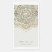 Serviette En Papier Elégant Ornate Gold Foil Turquoise Turquoise Manda (Devant)